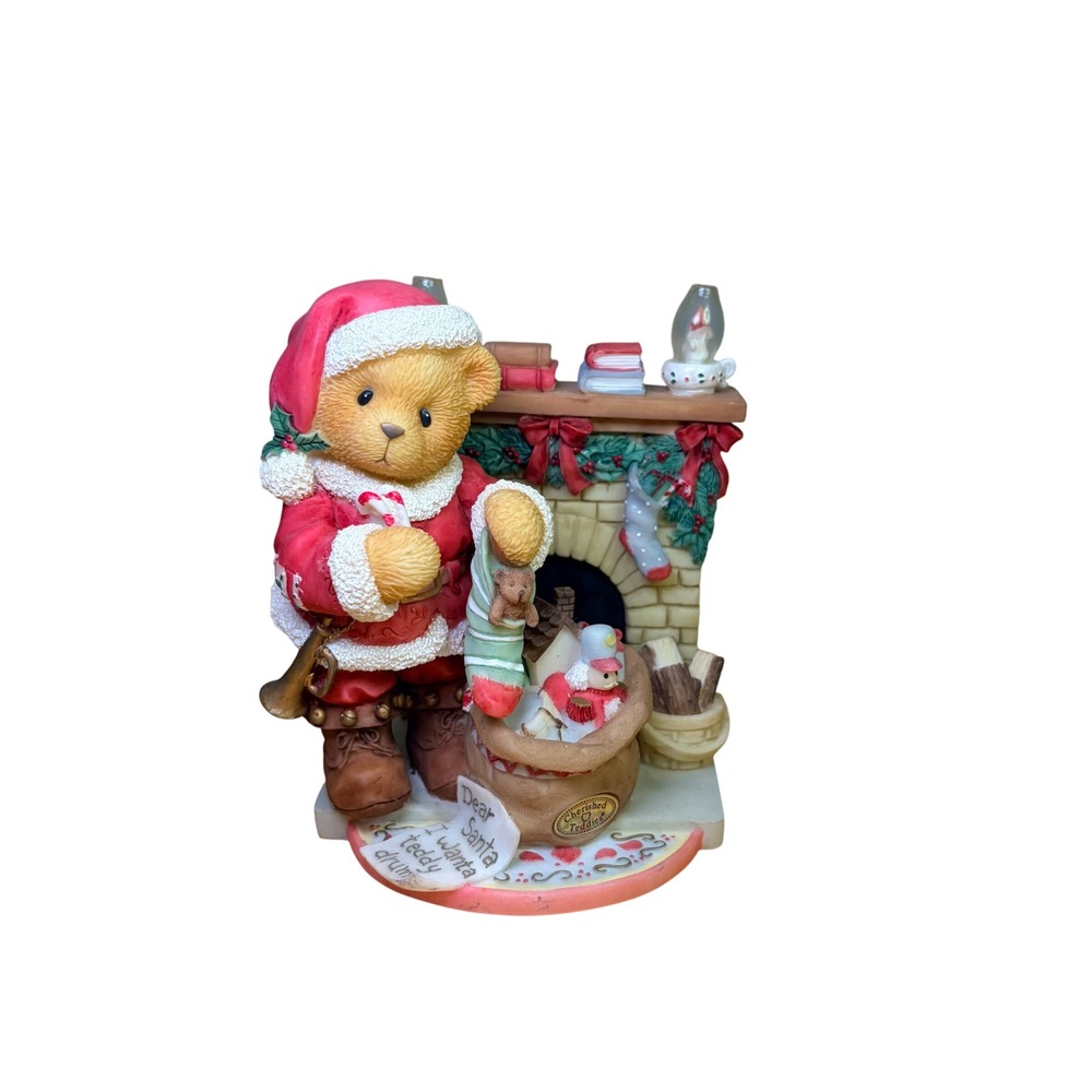 Cherished Teddies Sanford Figurine 1999 Vintage Santa Bear Fireplace 534242